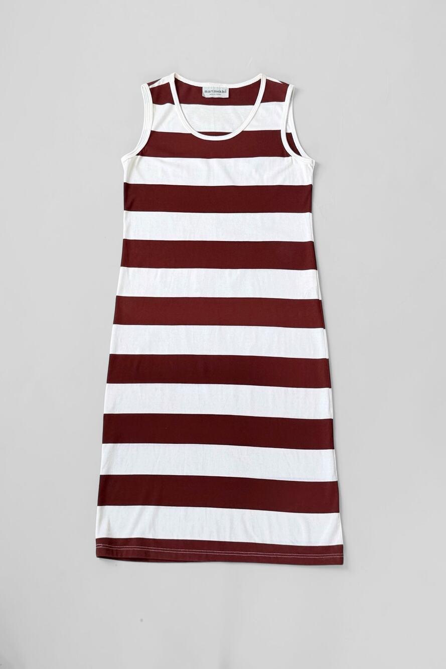 Vintage MariMekko Cotton T-shirt Dress Y2K Striped Tank Dress Finland size S